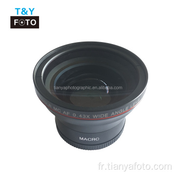 58mm 0.43X HD grand angle + objectif de caméra macro